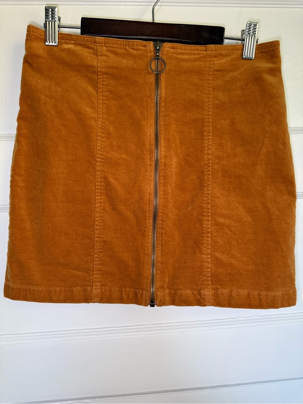 Forever 21 Mustard Yellow Corduroy Front-Zip Mini Skirt 70’s Revival Fall Core M